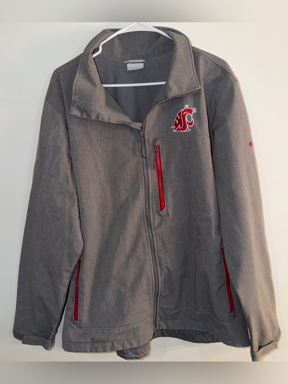 Columbia Gray Softshell Jacket with Red WSU Logo Men’s XL